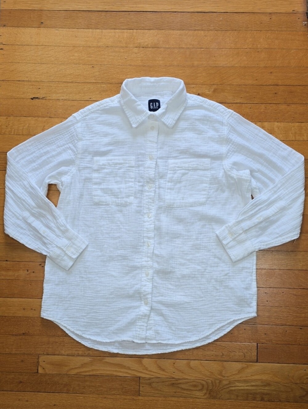 NWOT, GAP, Gauze Button Down Shirt, White, Women's S